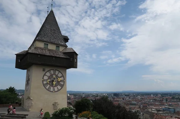 Graz, Avusturya Simgesel Yapı şehir saat Uhrturm Kulesi olduğunu