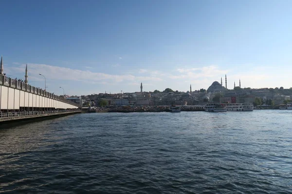 Galata Bridge, Golden Horn and Suleymaniye Mosque in Istanbul, Turkey