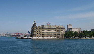 Kadıköy, Istanbul, Türkiye'nin sembolü Landmark Haydarpaşa tren istasyonunda