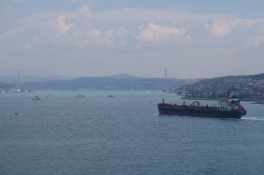 Boğaziçi, Istanbul, Türkiye'de geçen büyük kargo konteyner gemisi