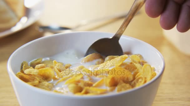 Corn Flakes on a Spoon — Stock Video
