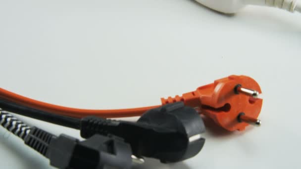 Various Cables Power Board Cable Plugging Close Shot Red Epic — Stock Video
