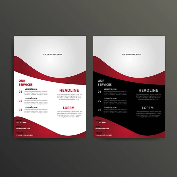 Folleto de folleto de folleto rojo de negocio vectorial en diseño de plantilla de tamaño a4 — Archivo Imágenes Vectoriales
