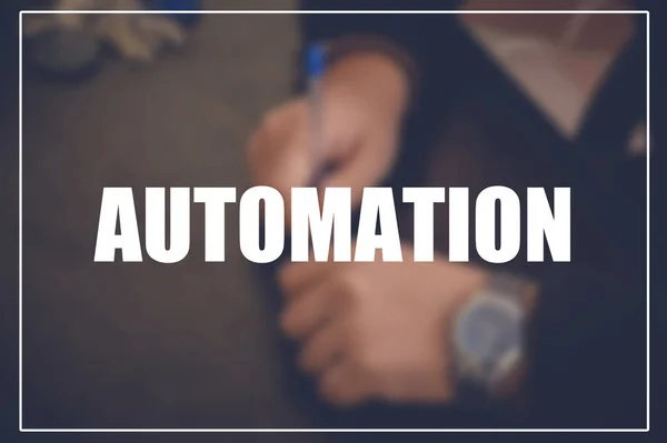 Automation word with business blurring background