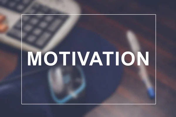 Motivation Mot Avec Entreprise Fond Flou — Photo