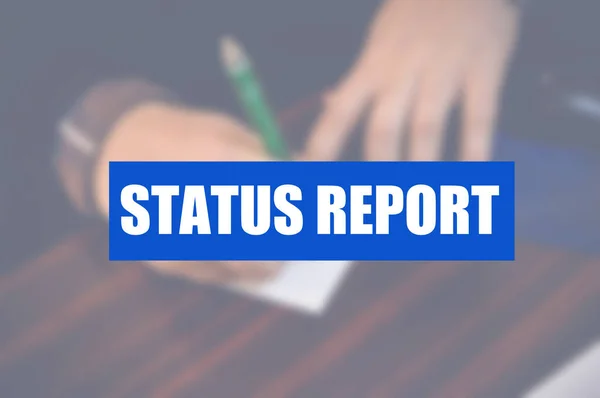 Status report word with business blurring background