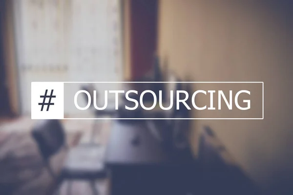 Outsourcing Parola Con Sfondo Business Offuscamento — Foto Stock