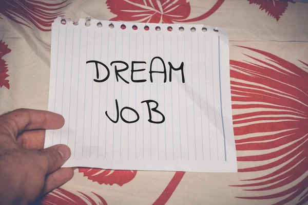 Ονειρική Δουλειά Λέξη Γραμμένο Λευκό Χαρτί — Φωτογραφία Αρχείου