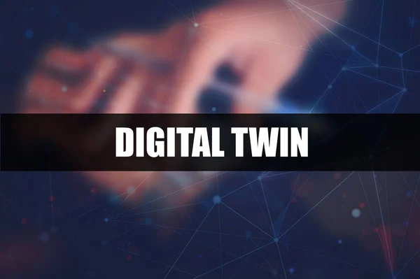 Digital twin word on blurring background, innovation and optimisation, business and industrial process modelling