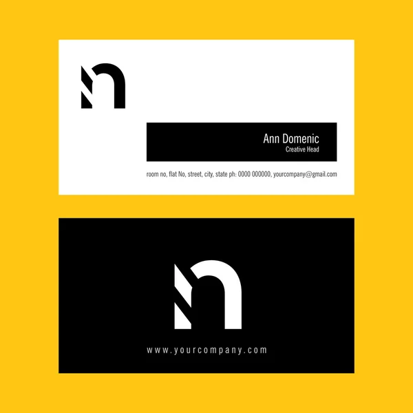 N brief logo ontwerp vector met sjabloon voor visitekaartjes — Stockfoto