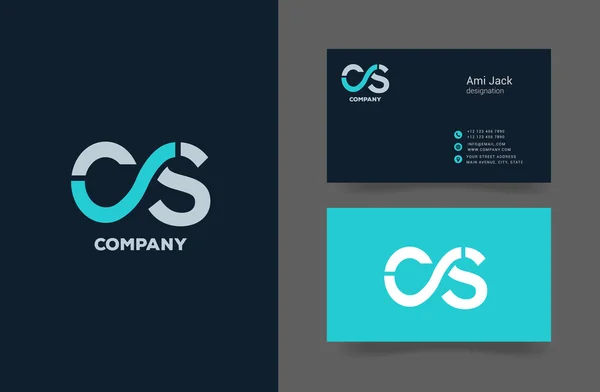 Cs letter logo, mit Visitenkarte — Stockvektor