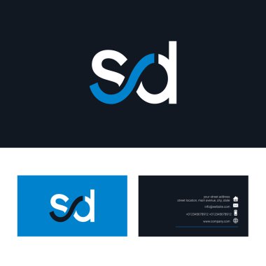 SD mektup logo, kartvizit şablonu 