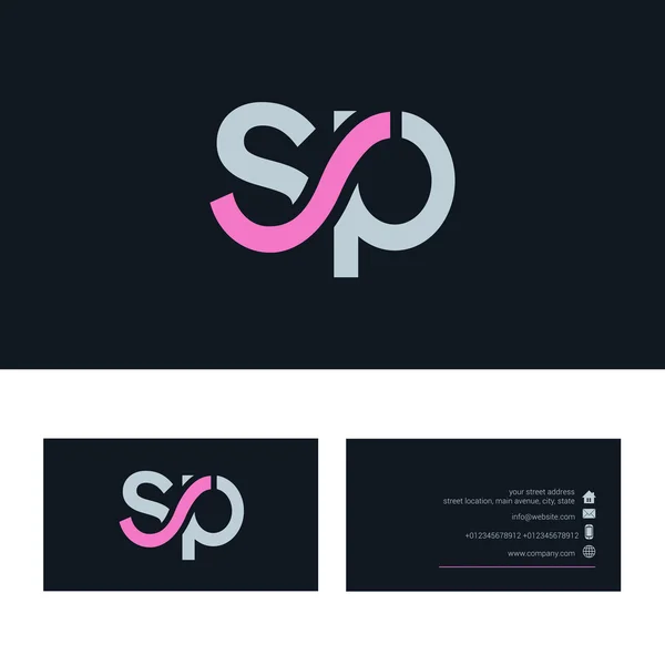 Logotipo da carta SP, com modelo de cartão de visita — Vetor de Stock