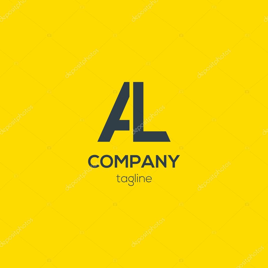 Vector illustration design of AL company logo on yellow background