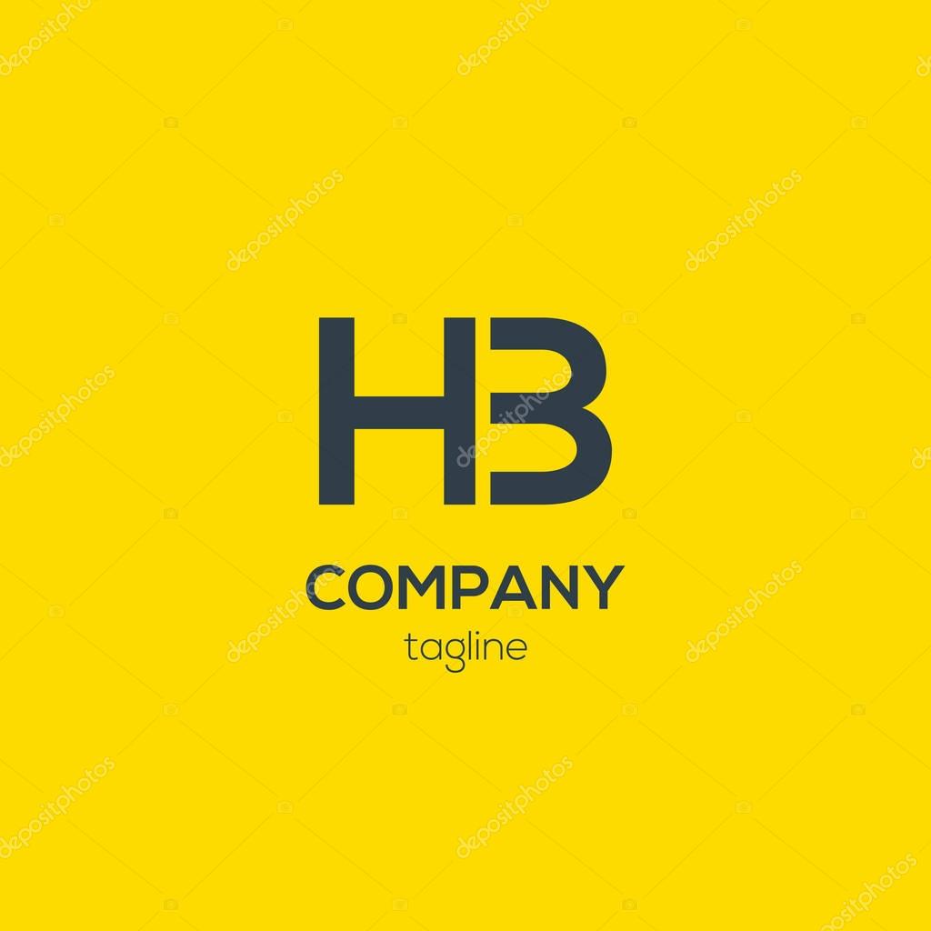Vector illustration design of HB company logo on yellow background