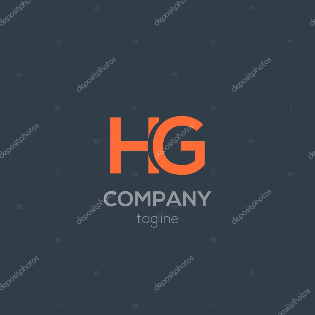 Vector illustration design of HG company logo on grey background