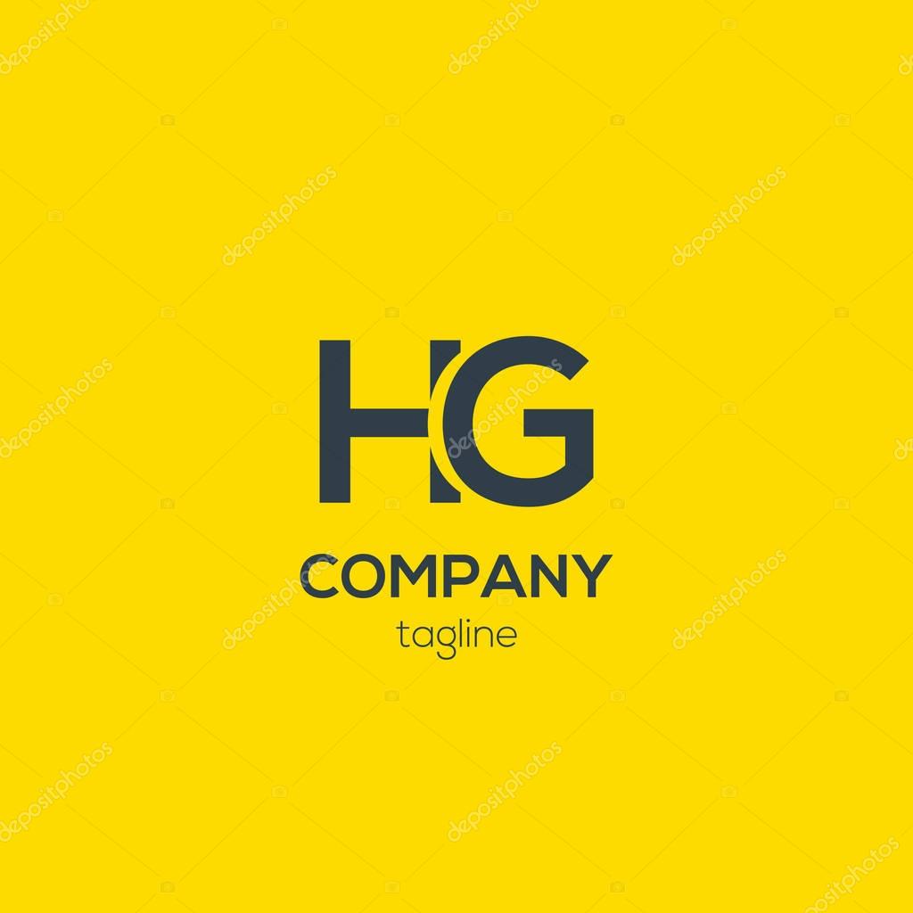 Vector illustration design of HG company logo on yellow background