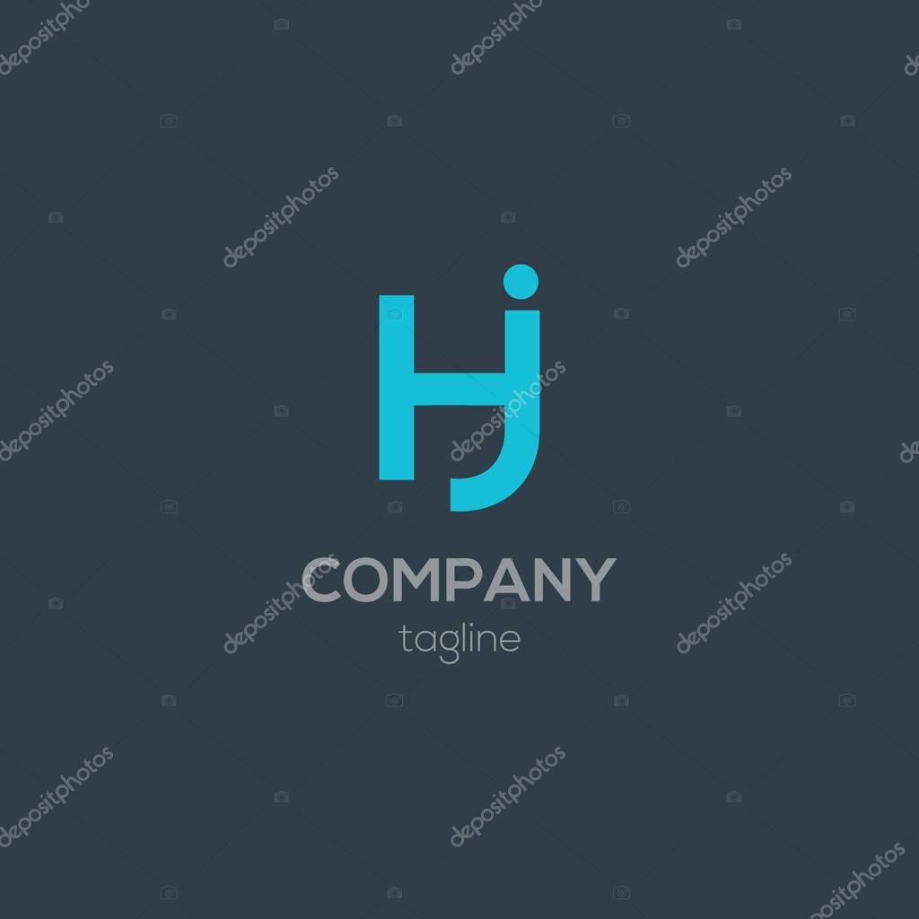 Vector illustration design of HJ company logo on grey background