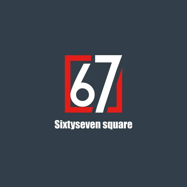 Prosty kwadrat logo 67 cyfra — Wektor stockowy