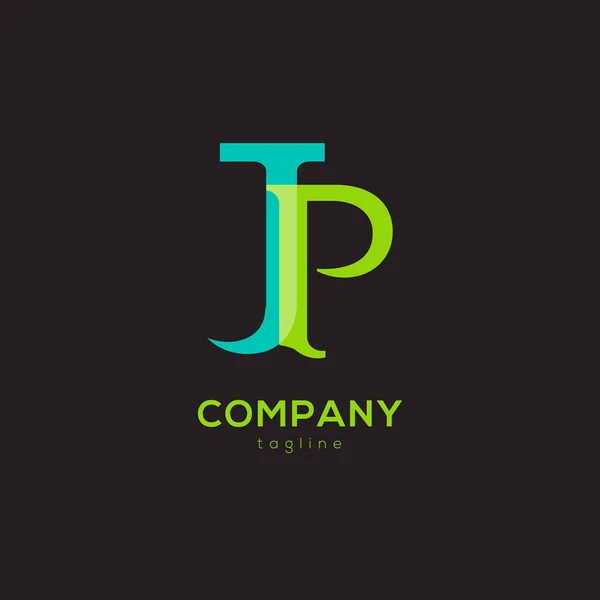 Connected logo with letters JP — Stock Vector