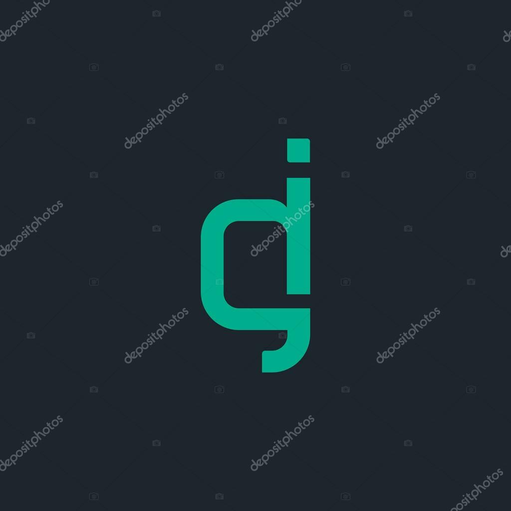 Connected logo with letters DJ, corporate identity, vector illustration