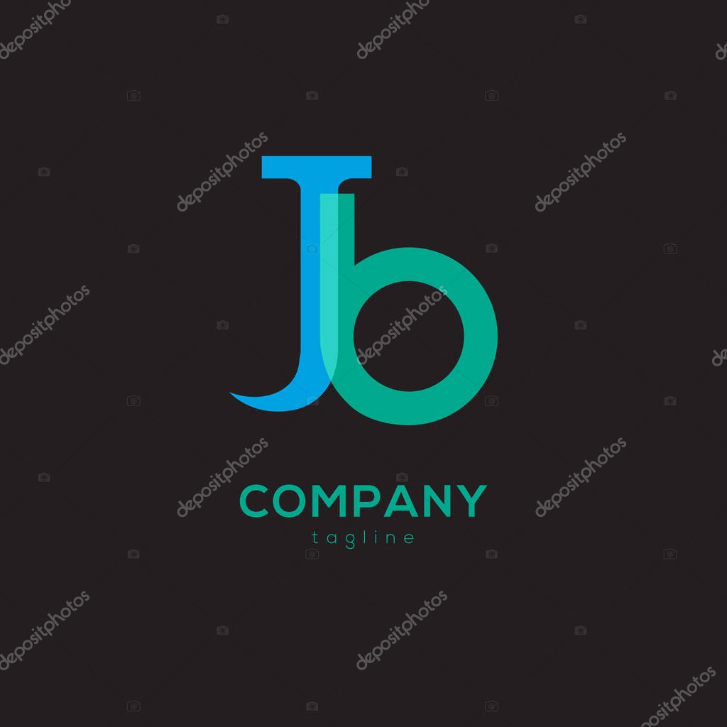 Connected company logo with letters JB, corporate identity, vector illustration