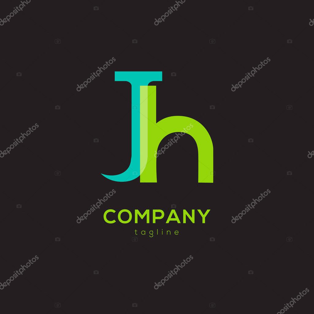 Connected company logo with letters JH, corporate identity, vector illustration