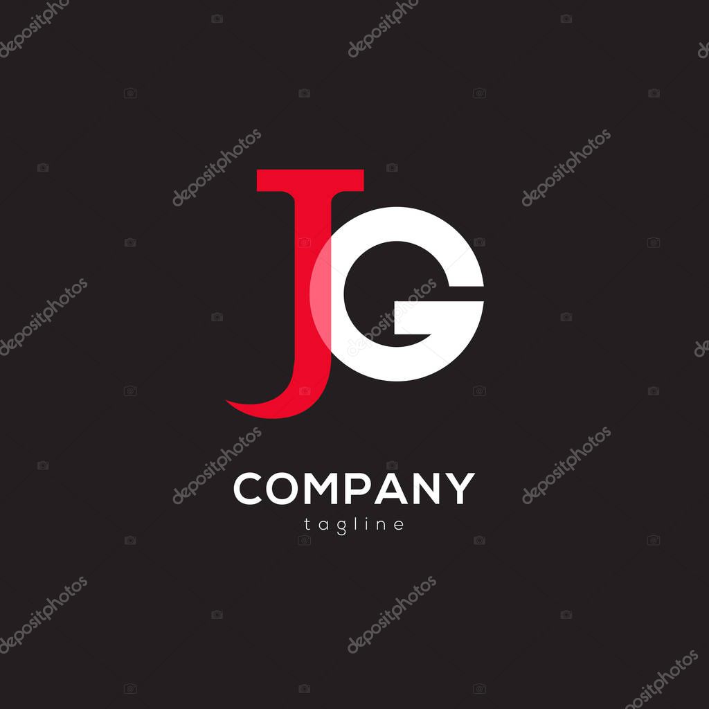 Connected company logo with letters JG, corporate identity, vector illustration