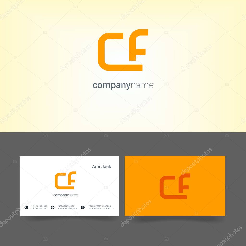 CF Joint letters company logo with business card templates. vector illustration