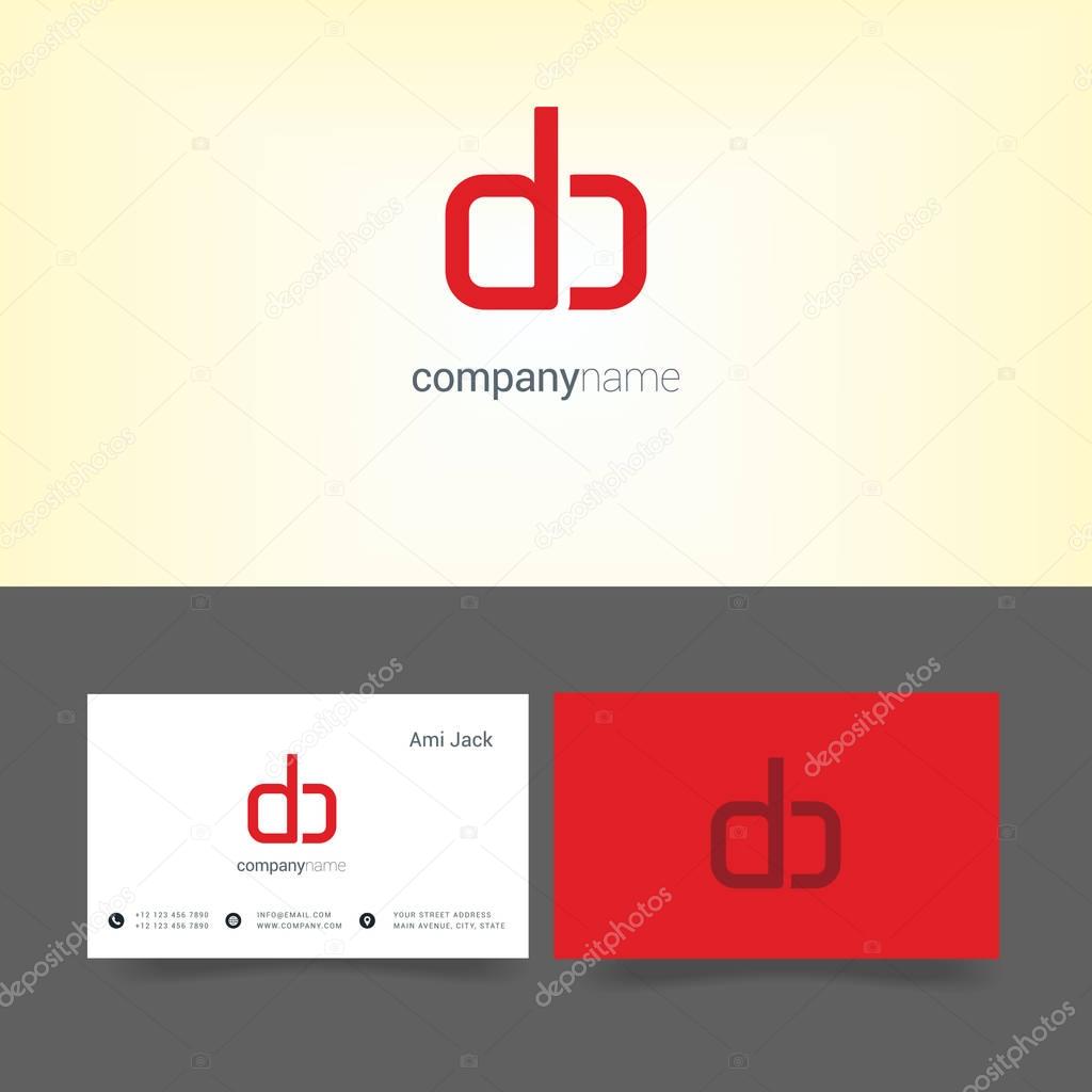 D & B Joint letters company logo with business card templates. vector illustration
