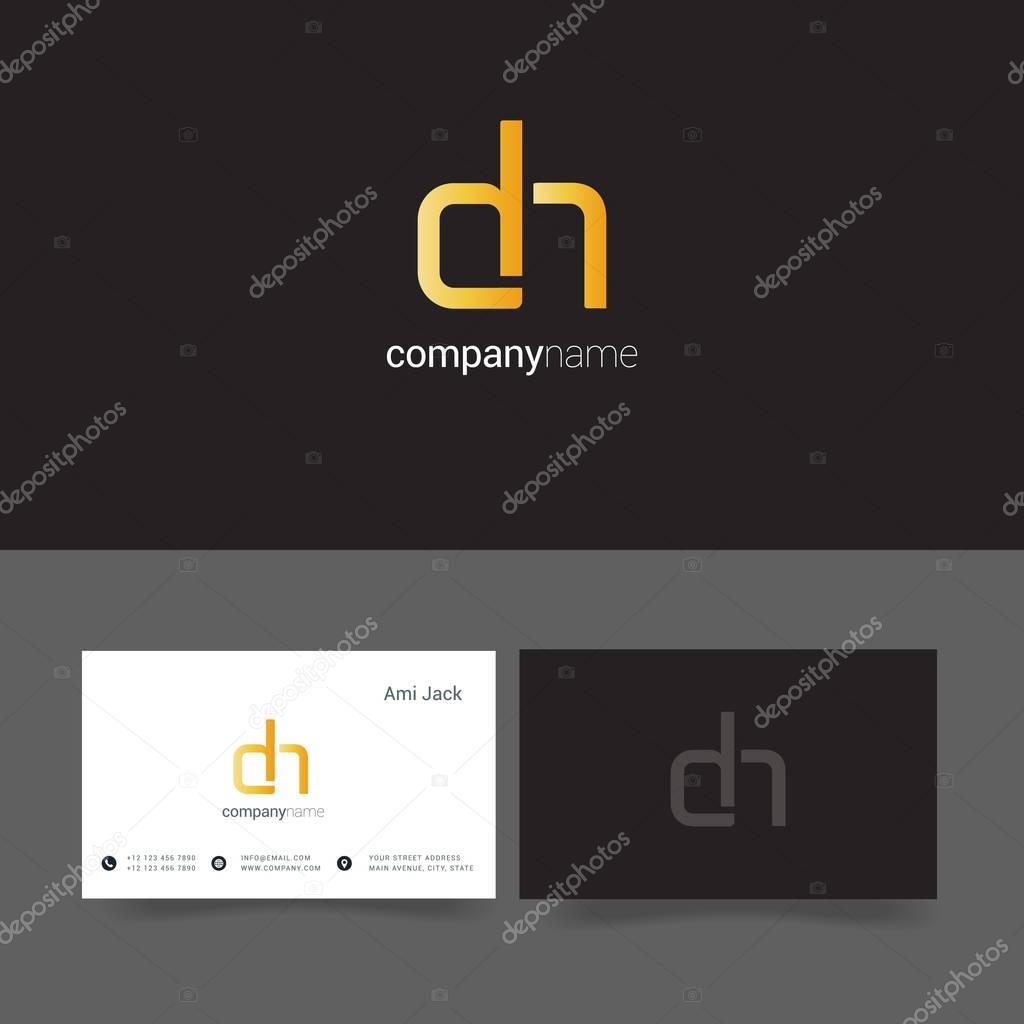D & H Joint letters company logo with business card templates. vector illustration