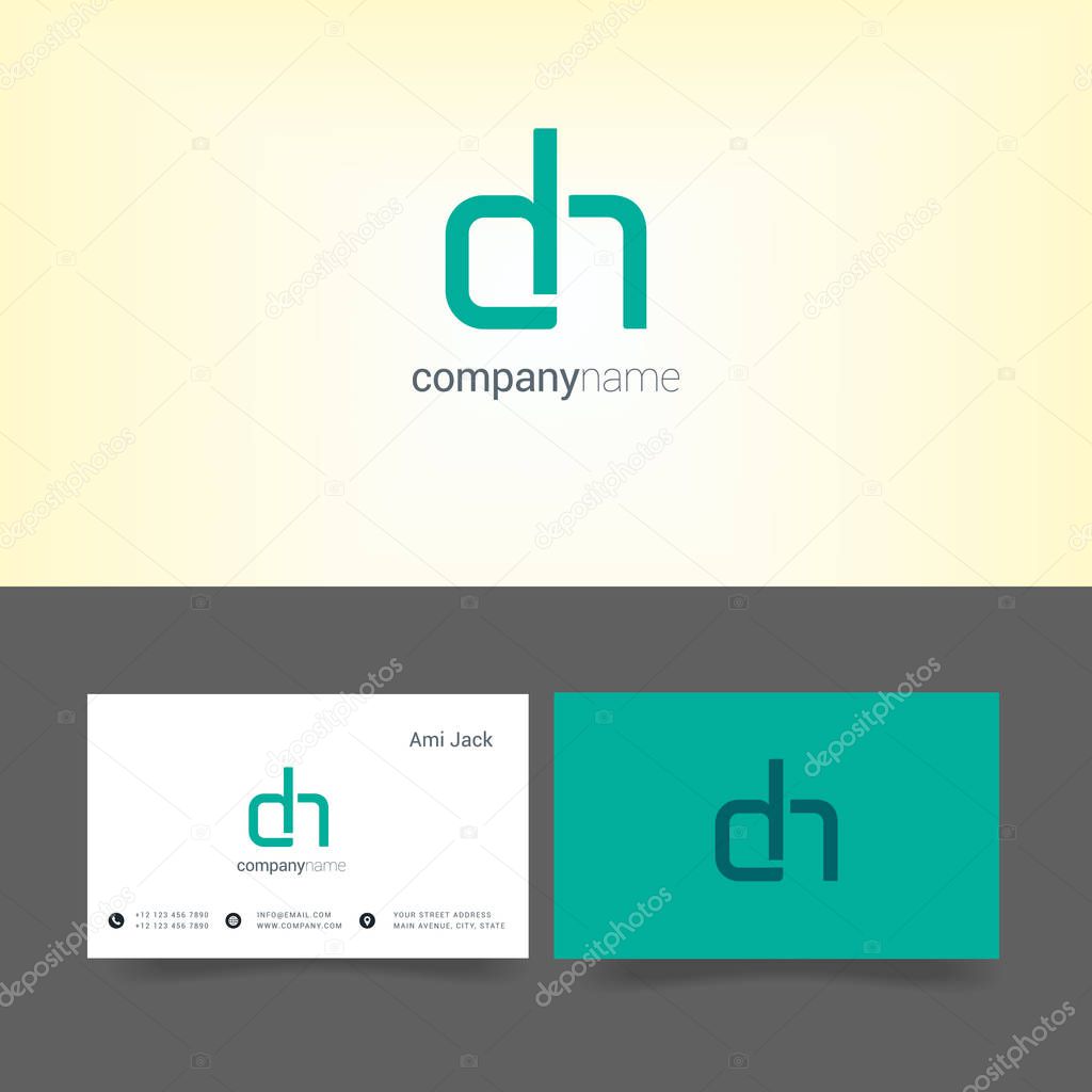 D & H Joint letters company logo with business card templates. vector illustration