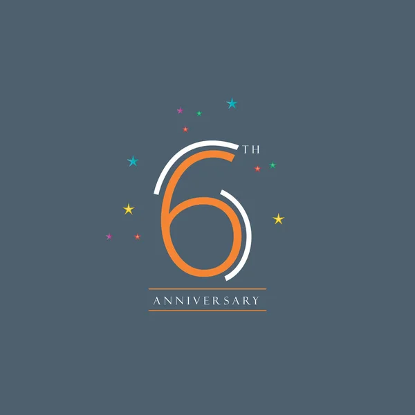 6 digit design anniversary — Stock Vector