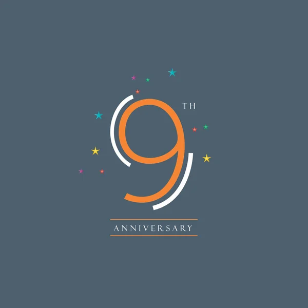 9 digit design anniversary — Stock Vector