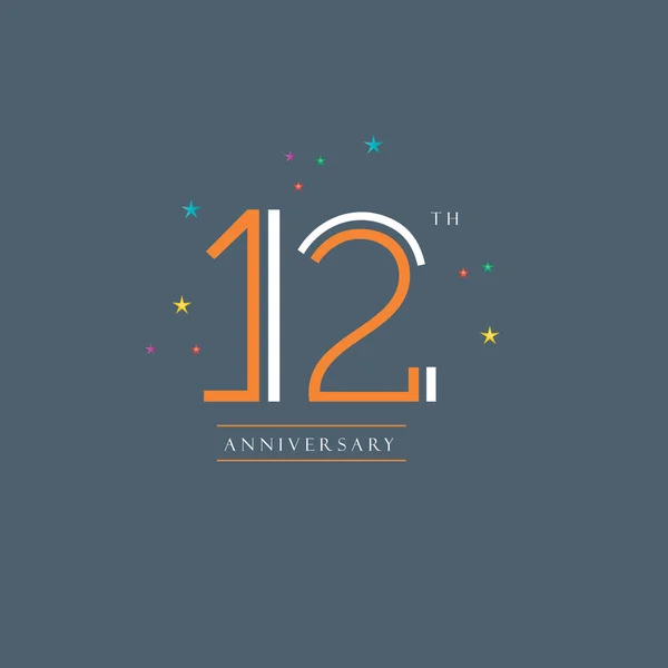 Projeto do logotipo do aniversário 12th — Vetor de Stock