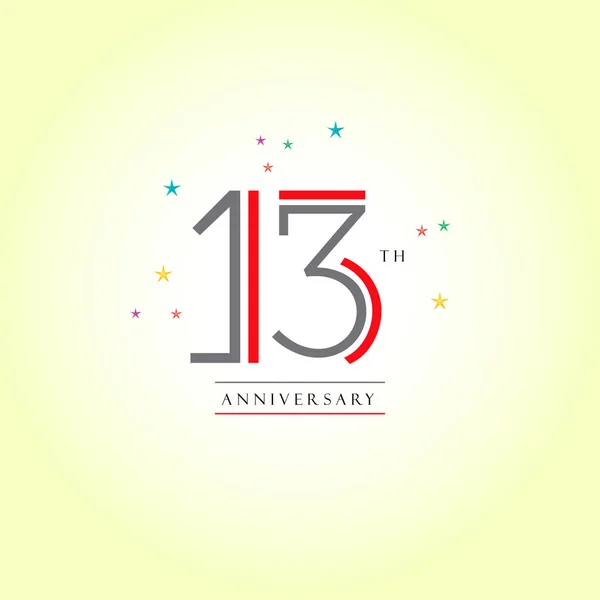 13th Anniversary logo design — Stock Vector