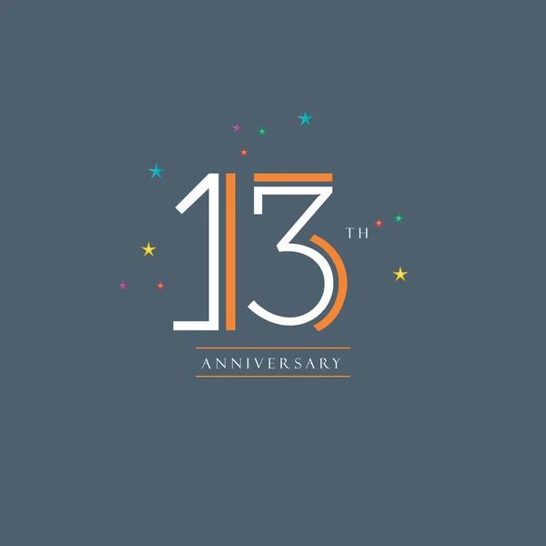 Projeto do logotipo do aniversário 13 — Vetor de Stock