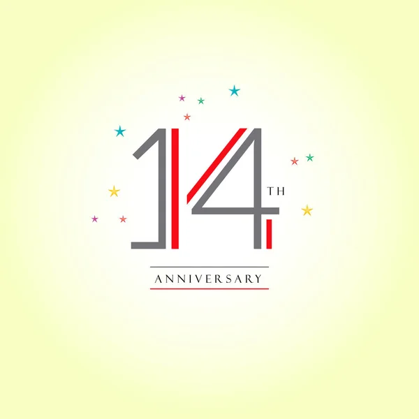 14 周年記念ロゴ デザイン — ストックベクタ