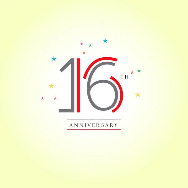 16. évforduló logo tervezés — Stock Vector