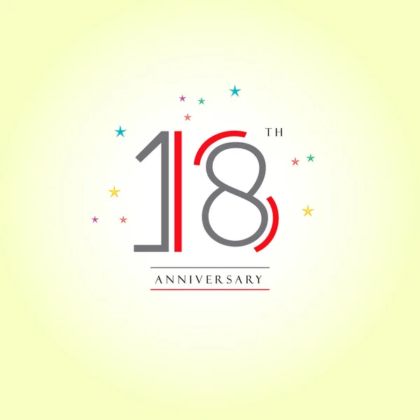 18th Anniversary logo design — Stock Vector