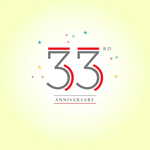 Logo zum 33. Jahrestag — Stockvektor