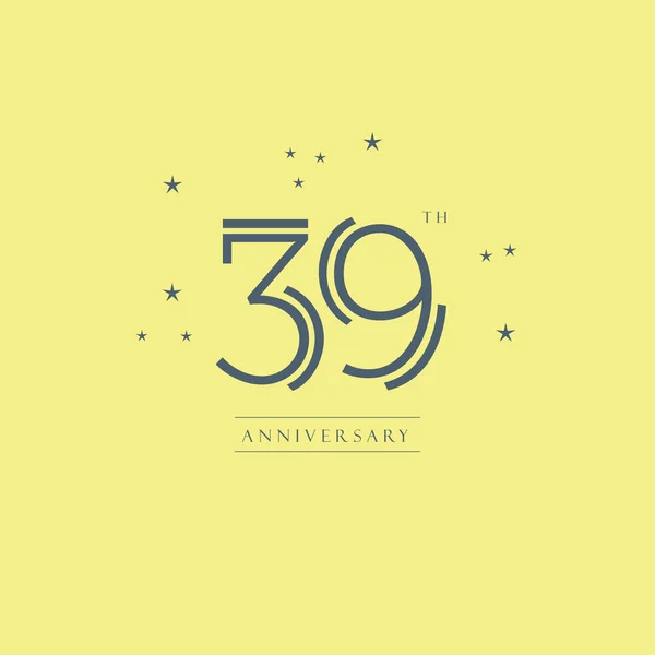 39: e årsdagen logotyp — Stock vektor