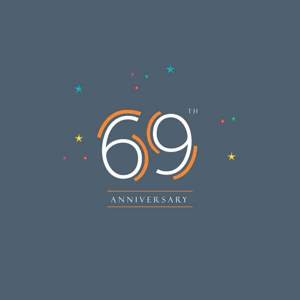 Logo zum 69. Jahrestag — Stockvektor