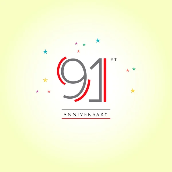 Logo zum 91. Jahrestag — Stockvektor