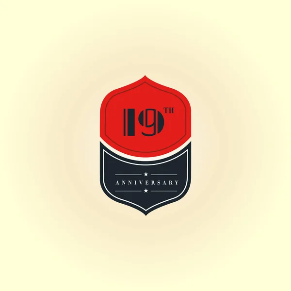 Logo del diciannovesimo anniversario — Vettoriale Stock