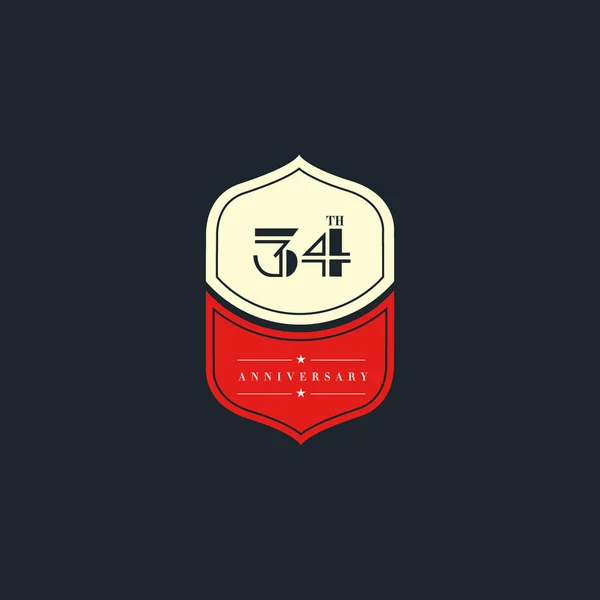 Логотип 34-й годовщины — стоковый вектор