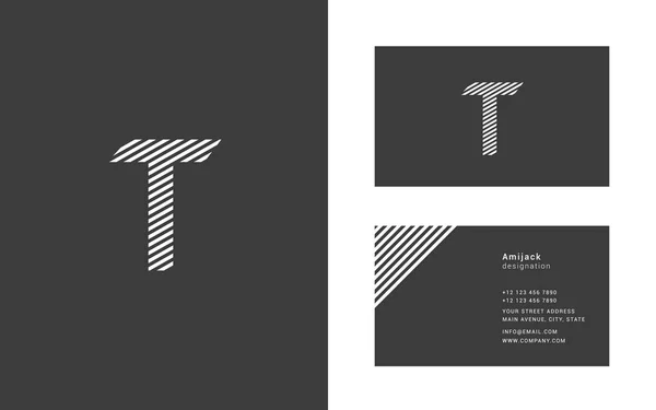 Ligne étroite lettre T logo — Image vectorielle