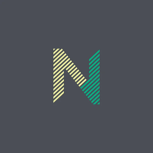 N Letra línea de color logo — Vector de stock