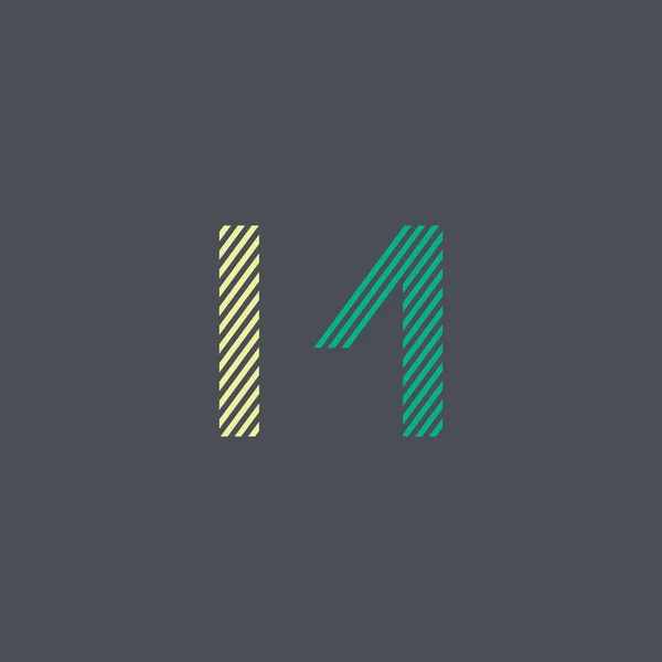M 文字色付きのライン ロゴ — ストックベクタ