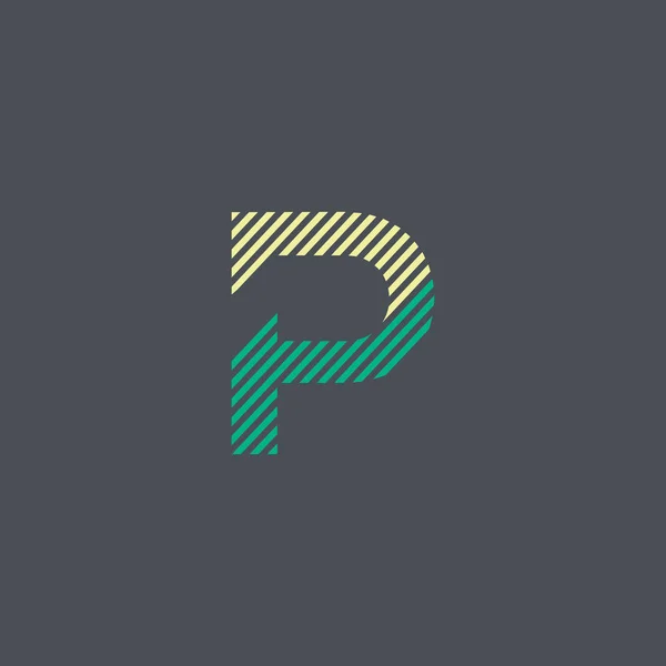 P Scrisoare logo-ul liniei colorate — Vector de stoc